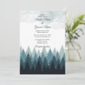 Pijn Tree Waterverf Forest Rustic Wedding Kaart (Staand voorkant)