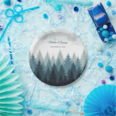 Pijn Tree Waterverf Forest Rustic Wedding Papieren Bordje (Feest)