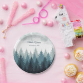 Pijn Tree Waterverf Forest Rustic Wedding Papieren Bordje (Feest)