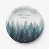 Pijn Tree Waterverf Forest Rustic Wedding Papieren Bordje (Voorkant)