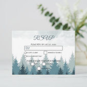 Pijn Tree Waterverf Forest Rustic Wedding RSVP Kaartje (Staand voorkant)