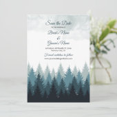 Pijn Tree Waterverf Forest Rustic Wedding Save The Date (Staand voorkant)