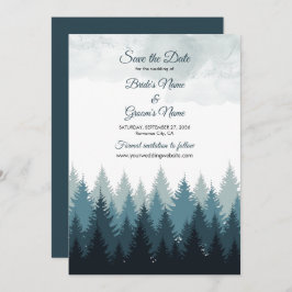 Pijn Tree Waterverf Forest Rustic Wedding Save The Date