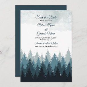 Pijn Tree Waterverf Forest Rustic Wedding Save The Date