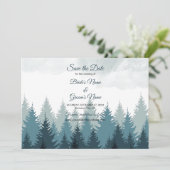 Pijn Tree Waterverf Forest Rustic Wedding Save The Date (Staand voorkant)