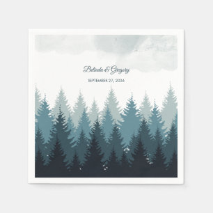 Pijn Tree Waterverf Forest Rustic Wedding Servet