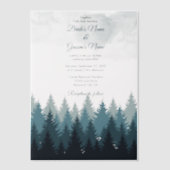 Pijn Tree Waterverf Forest Rustic Wedding Vellum Uitnodigingen (Voorkant)