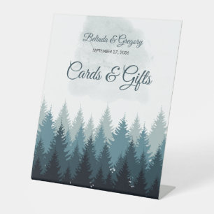 Pijn Tree Waterverf Forest Wedding Cards & Gifts Reclamebord Met Voetstuk