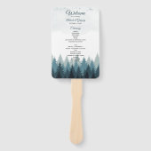 Pijn Tree Waterverf Forest Wedding Programme Handwaaier (Voorkant)