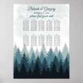 Pijn Tree Waterverf Forest Wedding Seating Chart Poster (Voorkant)