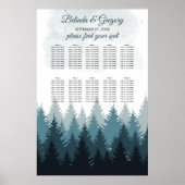 Pijn Tree Waterverf Forest Wedding Seating Chart Poster (Voorkant)