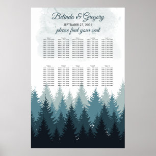 Pijn Tree Waterverf Forest Wedding Seating Chart Poster