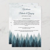 Pijn Tree Waterverf Forest Weduwroute Programmakaart (Voorkant / Achterkant)