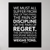 Pijn van discipline versus spijt - Succesvolle mot Poster (Voorkant)
