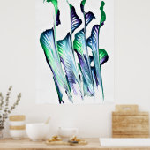 Pijn Verwijderaar 1 Paarse Bloem Abstracte Kunstpr Poster (Keuken)