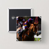 Pijn voor paardenraces vierkante button 5,1 cm (Voorkant /achterkant)
