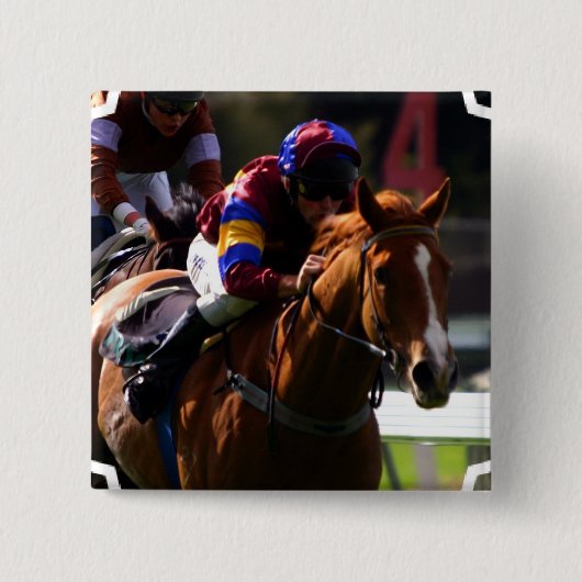 Pijn voor paardenraces vierkante button 5,1 cm (Voorkant)