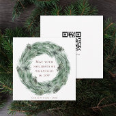 Pijn Wreater Green & Red Holiday Kaart met QR-code