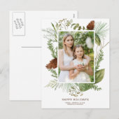 Pijnappel en spar takken foto vakantie groet feestdagenkaart (Voorkant / Achterkant)