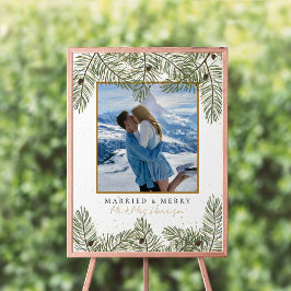 Pijnappel & Gouden Kerstmis Bladgroen Bruiloft Wel Poster