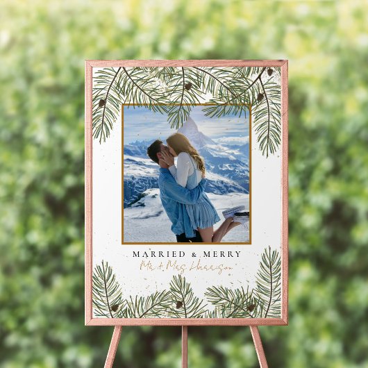 Pijnappel & Gouden Kerstmis Bladgroen Bruiloft Wel Poster