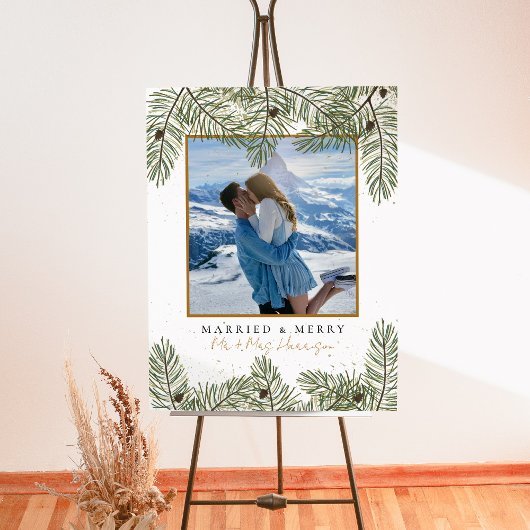 Pijnappel & Gouden Kerstmis Bladgroen Bruiloft Wel Poster