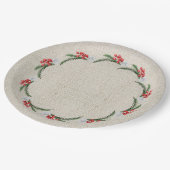 Pijnbessen en kerstfeestdagen met bloemen papieren bordje (Gekanteld)