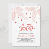 Pijnbijkantoren en Holly Berries Pink Holiday Part Kaart (Voorkant)