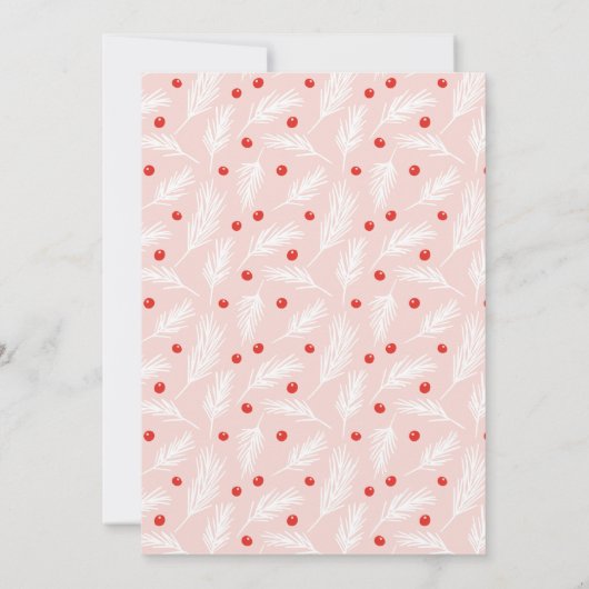 Pijnbijkantoren en Holly Berries Pink Holiday Part Kaart (Achterkant)