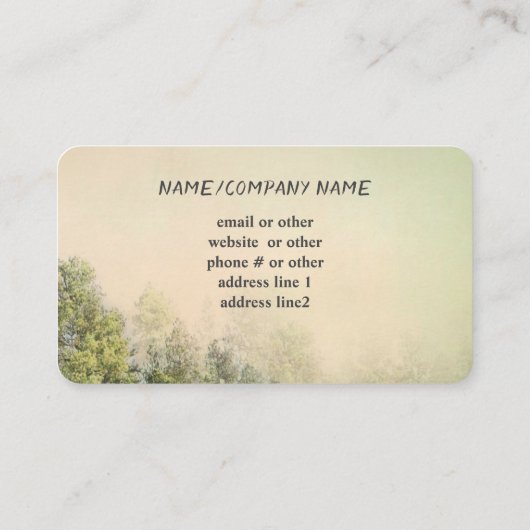 Pijnbomen berglandschap stijl visitekaartje (Achterkant)