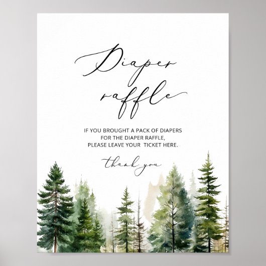 Pijnbomen bos minimalistische luier verloting poster (Voorkant)