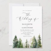 Pijnbomen elegante minimalistische qr code bruilof kaart (Voorkant)
