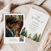 Pijnbomen elegante minimalistische qr code bruilof kaart