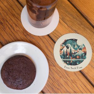 Pijnbomen en Bergen, aanpasbaar Zandsteen Onderzetter