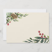 Pijnbomen en bessen | Hout en gouden kerstfoto Kaart (Achterkant)