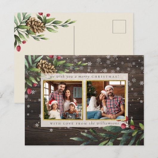 Pijnbomen en bessen | Rustige kerstfoto Briefkaart (Voorkant / Achterkant)