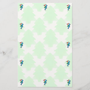 Pijnbomen en Briefpapier voor kerstmis met blauwvi