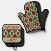 Pijnbomen en Harlekijn Ovenwant & Pannenlap Set (Voorkant / Achterkant)