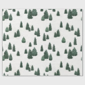 Pijnbomen en sneeuw cadeaupapier (Vlak)