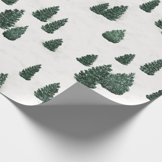 Pijnbomen en sneeuw cadeaupapier (Hoek)