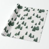 Pijnbomen en sneeuw cadeaupapier (Uitgerold)