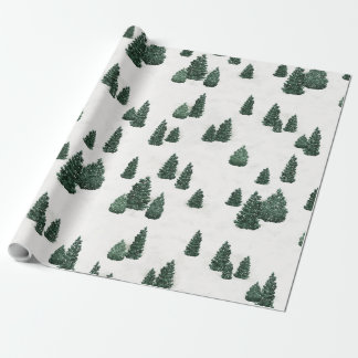 Pijnbomen en sneeuw cadeaupapier