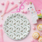 pijnbomen en sneeuwvlokken papieren bordje (Feest)