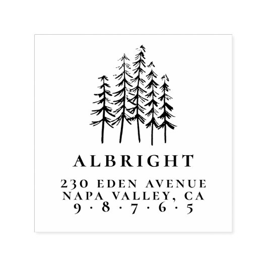 Pijnbomen & familienaam Formeel retour adres Zelfinktende Stempel (Design)