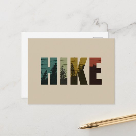 Pijnbomen in de bossen wandelen  feestdagenkaart (Voorkant / Achterkant in situ)