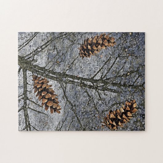 Pijnbomen in de sneeuw legpuzzel (Horizontaal)