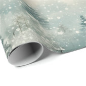 Pijnbomen in de  Waterverf van de sneeuw Cadeaupapier (Rol Hoek)