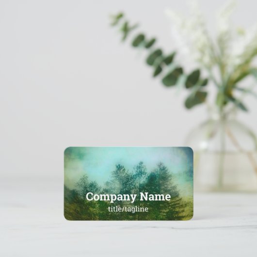 Pijnbomen in Mist Misty Mountain natuur Art Visitekaartje (Staand voorkant)