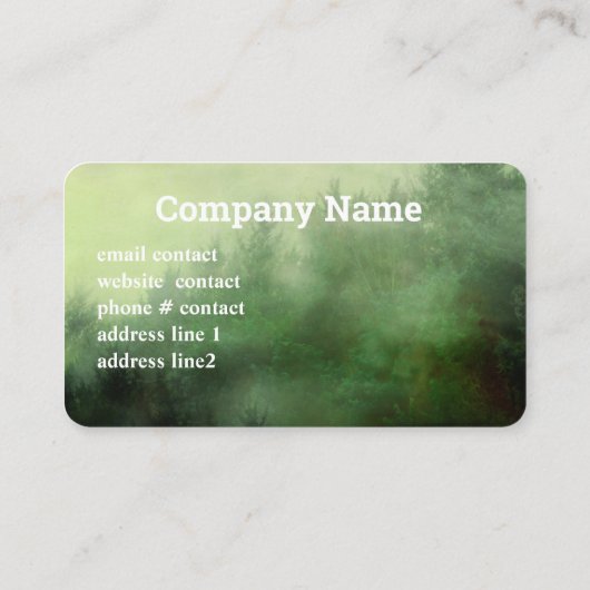 Pijnbomen in mist natuur landschap Misty Green Visitekaartje (Achterkant)