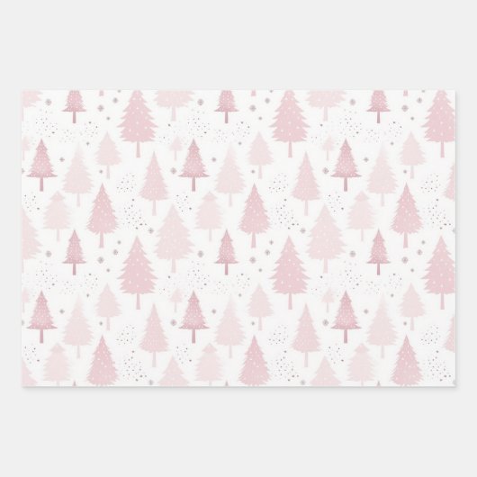 Pijnbomen in roze aarde tonen inpakpapier vel (Voorkant)